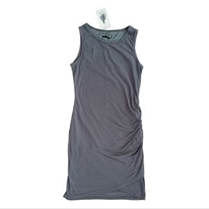 NWT NEW Slate Gray Rouched Bodycon Mini Dress Crew Neck Sleeveless Size Small